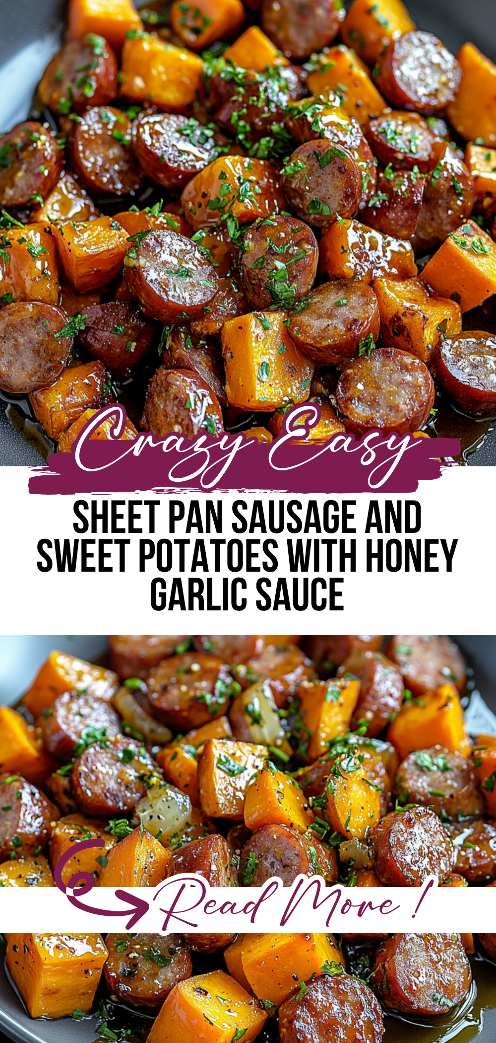 Sheet Pan Sausage and Sweet Potatoes with Honey Garlic Sauce