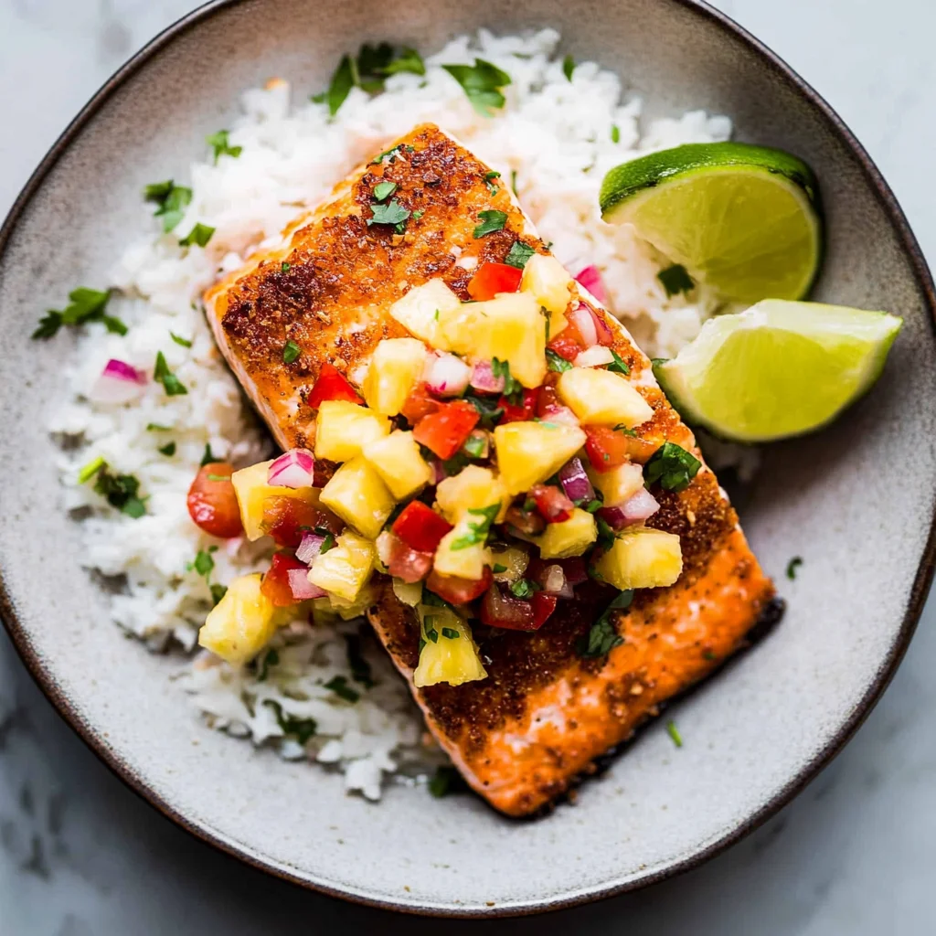 Coconut Crusted Salmon with Pineapple Salsa: Delightful R…