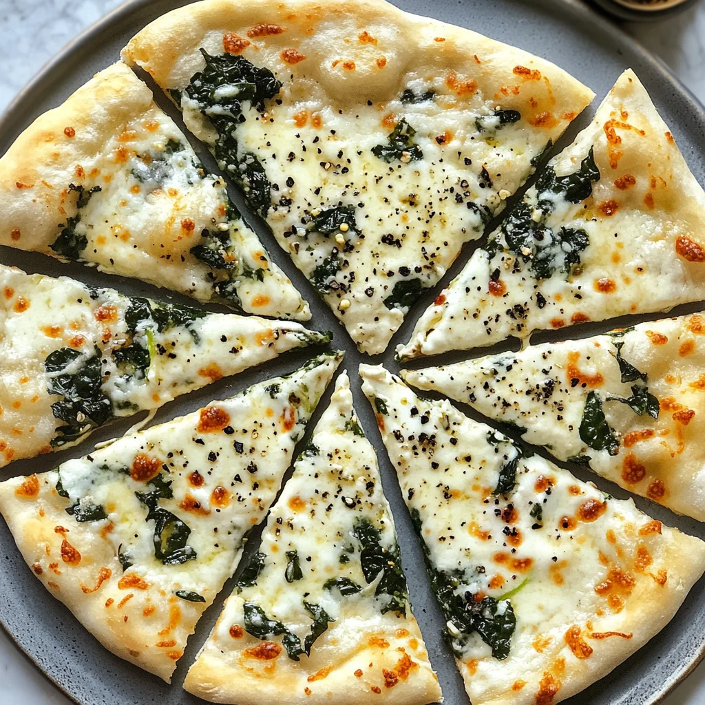 Greek Roasted Garlic Spinach White Pizza: Heavenly Goodness