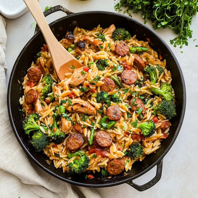 One-Pan Chicken Sausage Broccoli Orzo: Quick & Delicious