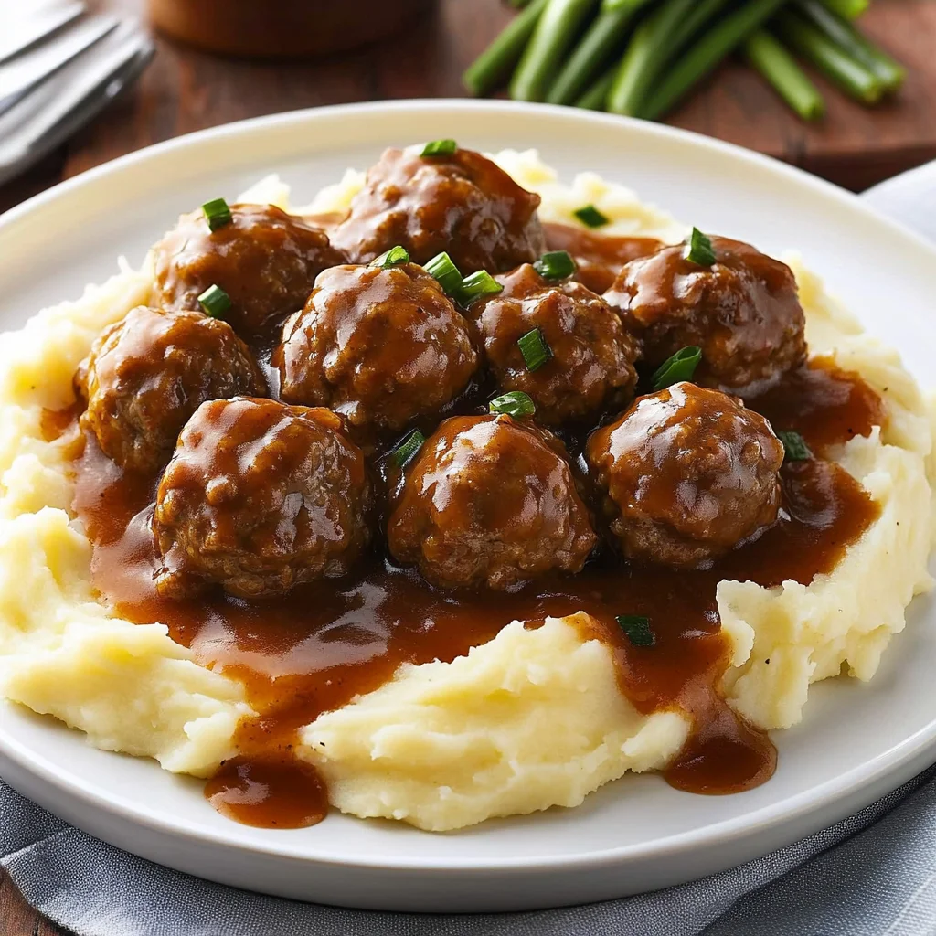 Salisbury Meatballs and Mashed Potatoes Recipe: Cozy Comf…