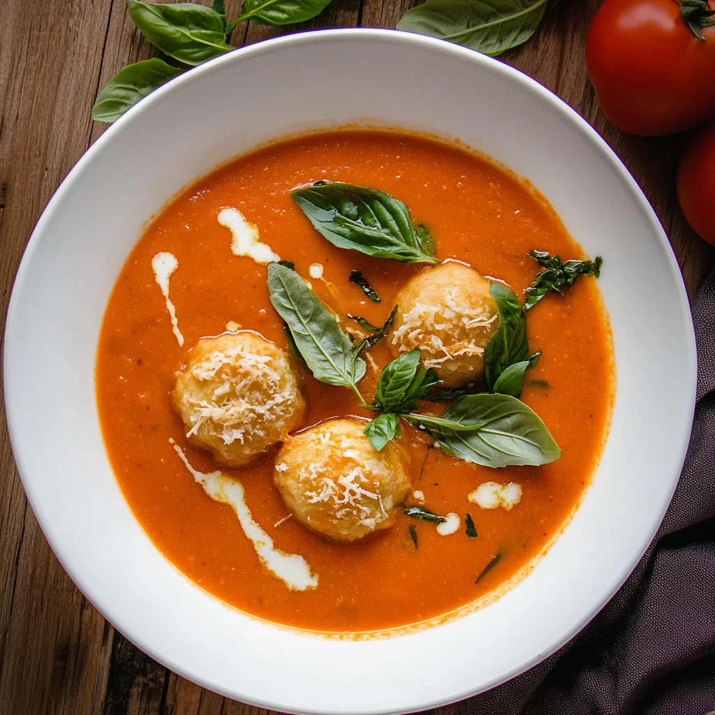 Tomato Soup with Cheese Dumplings: Cozy Comfort in a Bowl