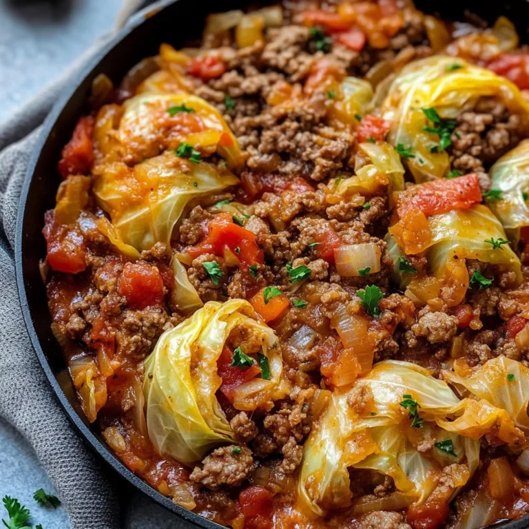 Cabbage Roll Skillet: Easy Keto Ground Beef Dinner Delight