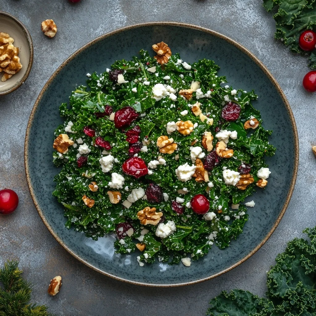 Kale Salad with Cranberry, Walnut and Feta: Refreshing De…