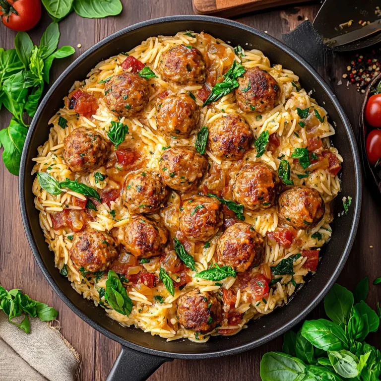 Tuscan Chicken Meatballs and Orzo: Cozy Comfort Food
